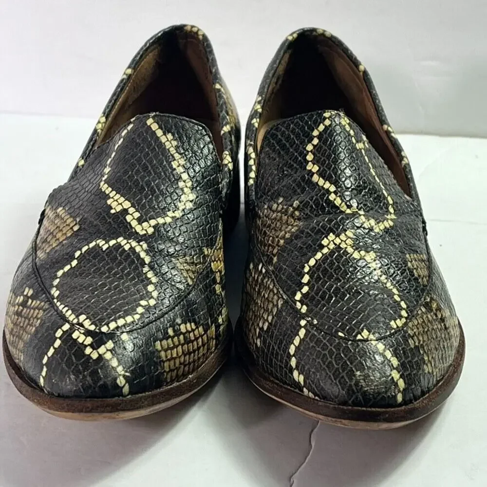 Madewell Shoes Womens 9 Brown Frances Loafer in Snake Print Embossed Leather